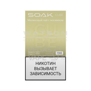 Электронная сигарета SOAK CUBE Black 7000 (Малиновый чай с жасмином)