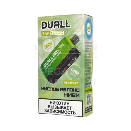 Электронная сигарета DUALL BAR 12000 (Кислое яблоко Киви)
