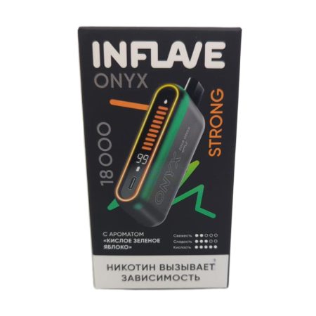 Электронная сигарета INFLAVE ONYX 18000 STRONG (Кислое зеленое яблоко)