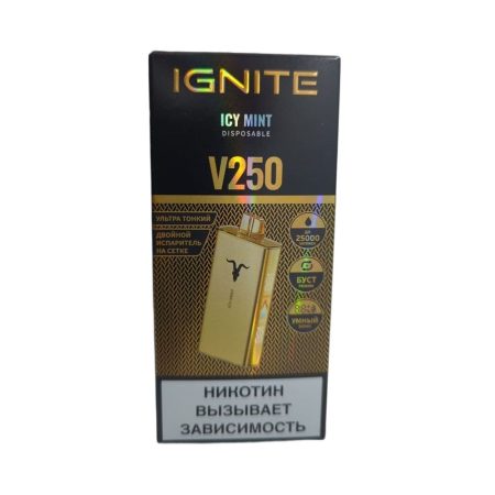 Электронная сигарета IGNITE V-250 (25000) GOLD (Ледяная мята)