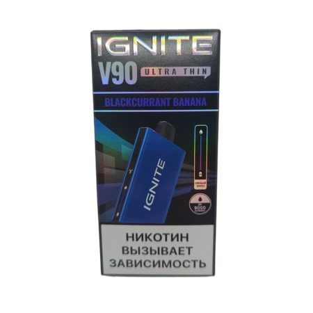 Электронная сигарета IGNITE V-90 (9000) SEA BLUE (Банан черная смородина)